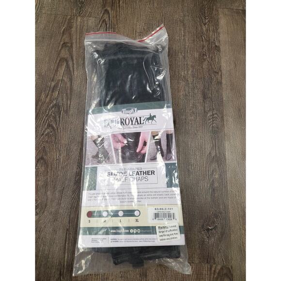 Tough 1 Equiroyal English Riding Half Chaps - Black Suede Leather - size S NEW - Picture 1 of 6